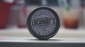 lockharts light hold pomade in a bathroom on the Steeltooth comb blog. 