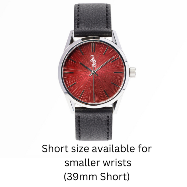 Beyond Boring Watch Company Burgundy Sunburst Watch