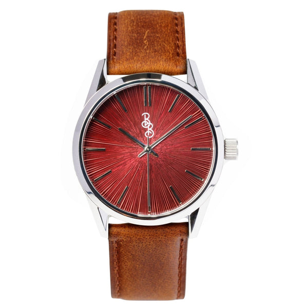 Beyond Boring Watch Company Burgundy Sunburst Watch