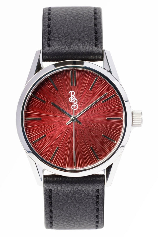 Beyond Boring Watch Company Burgundy Sunburst Watch