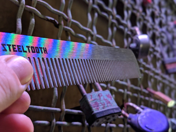 Steeltooth retro apex comb under neon lights