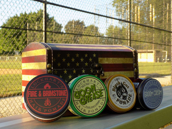 Side view of the oil based pomade gift set. 