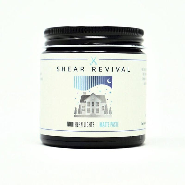 Shear revival northern lights matte paste stock image of the glass jar. 